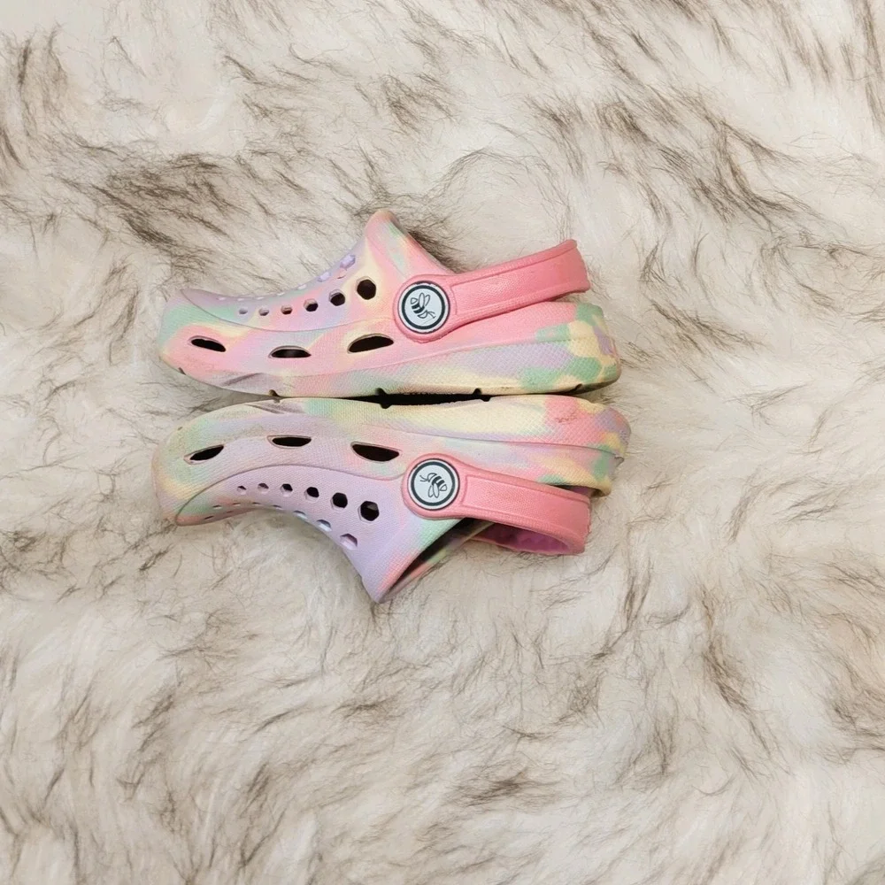 Joybees Toddler Harper Clogs Multicolored Tie-Dye Pastel 6-7 Slip On Comfort